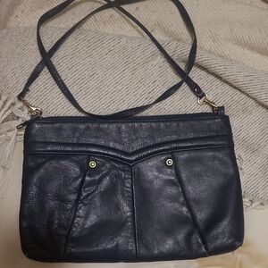 Classic Blue Leather Crossbody Bag Women